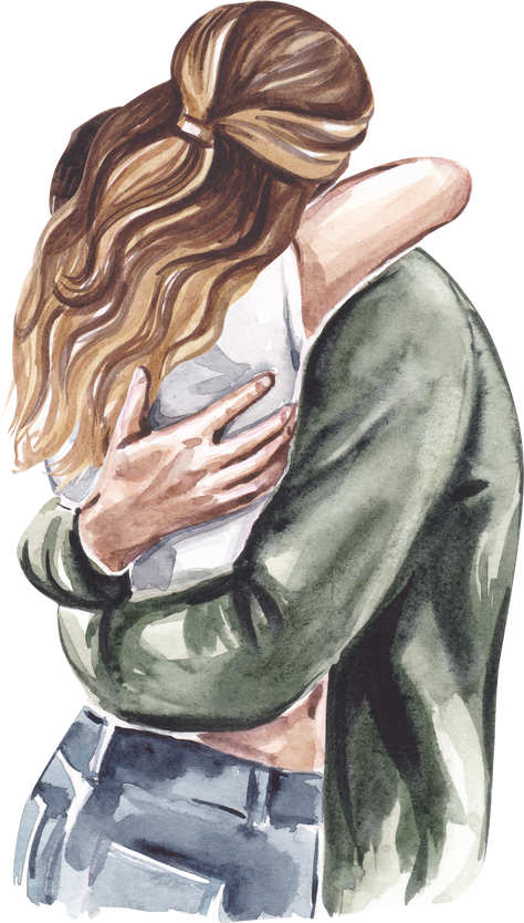 Watercolor Illustration of Couple in Love